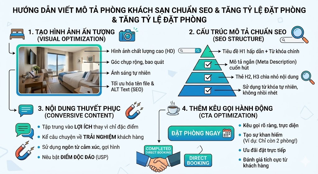 Cách viết mô tả phòng khách sạn chuẩn SEO tăng tỷ lệ đặt phòng